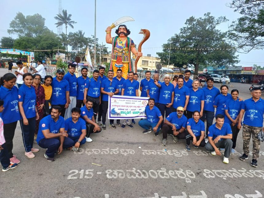 ಪೊಲೀಸರಿಂದ ಕಾಲ್ನಡಿಗೆ ಜಾಥಾ