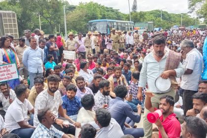 ಕೆ.ಆರ್‌. ಪುರದಲ್ಲಿ ಬೀದಿ ಬದಿ ವ್ಯಾಪಾರಸ್ಥರ ಪ್ರತಿಭಟನೆ