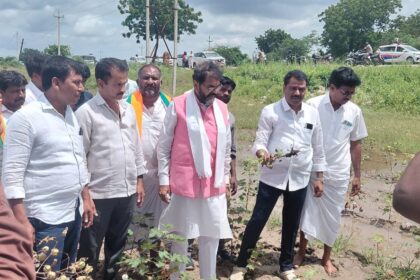 ಮಳೆಯಿಂದ ಬೆಳೆ ಹಾನಿ ಪರಿಶೀಲಿಸಿದ ನಾರಾಯಣಸ್ವಾಾಮಿ