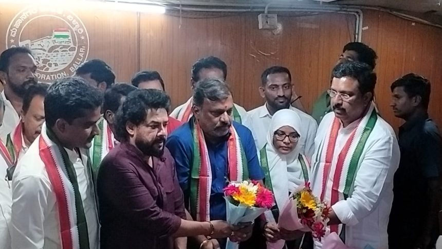 ಬಳ್ಳಾಾರಿ  ಮೇಯರ್ ಆಗಿ ಪಿ. ಗಾದೆಪ್ಪ, ಉಪ ಮೇಯರ್ ಮುಬಿನಾ ಬೀ ಆಯ್ಕೆೆ